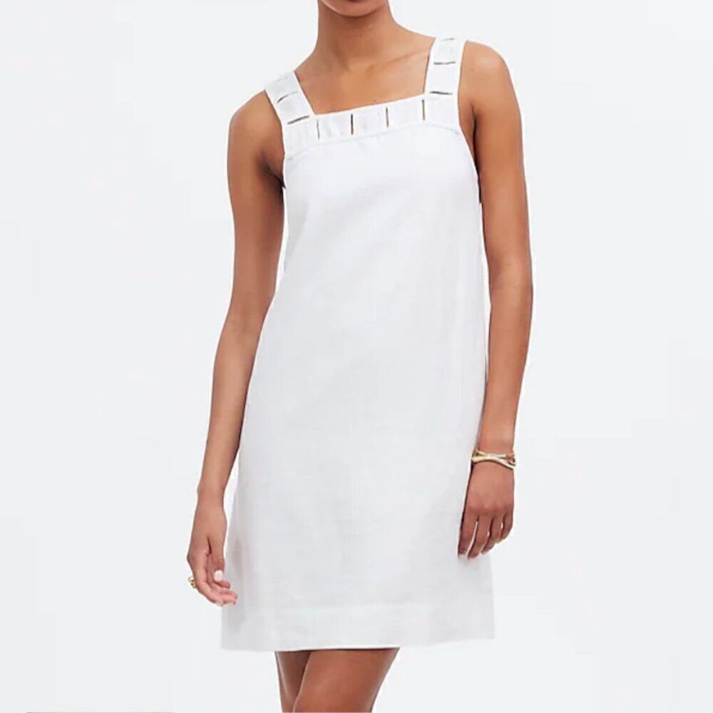 Madewell Embroidered Tank Mini Dress in Linen in White NWT size 2